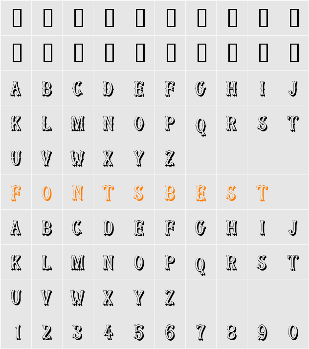 MuskitosCapsShadDown Character Map