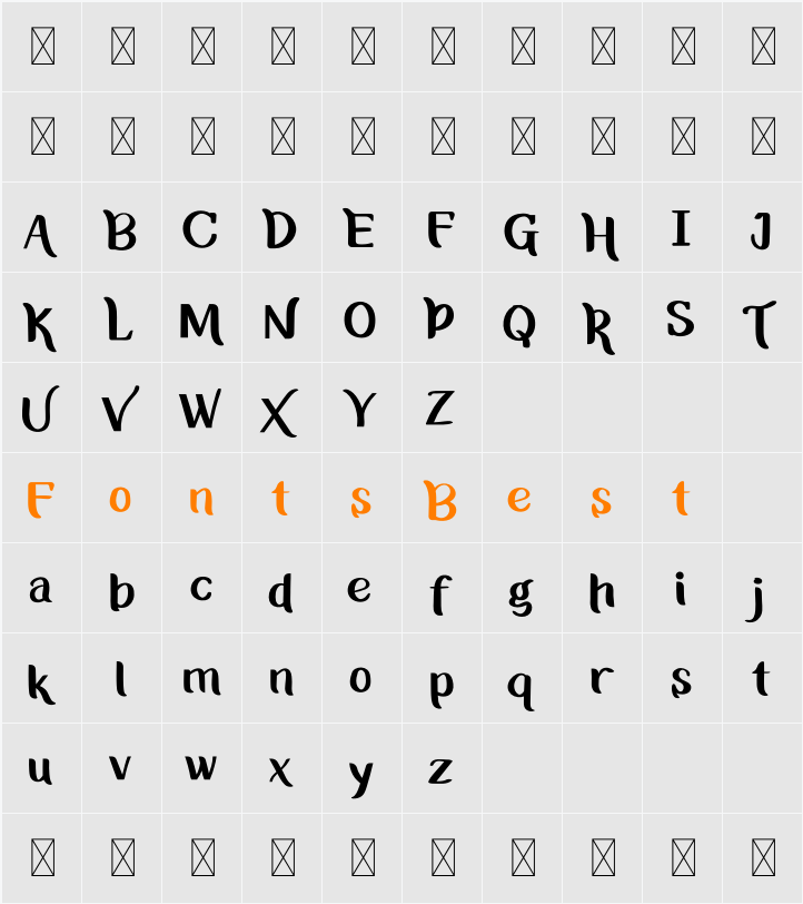 Bregedelpersonaluse Character Map
