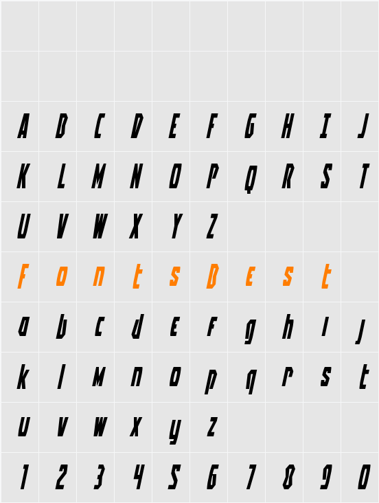 Battleworld Title Italic Character Map