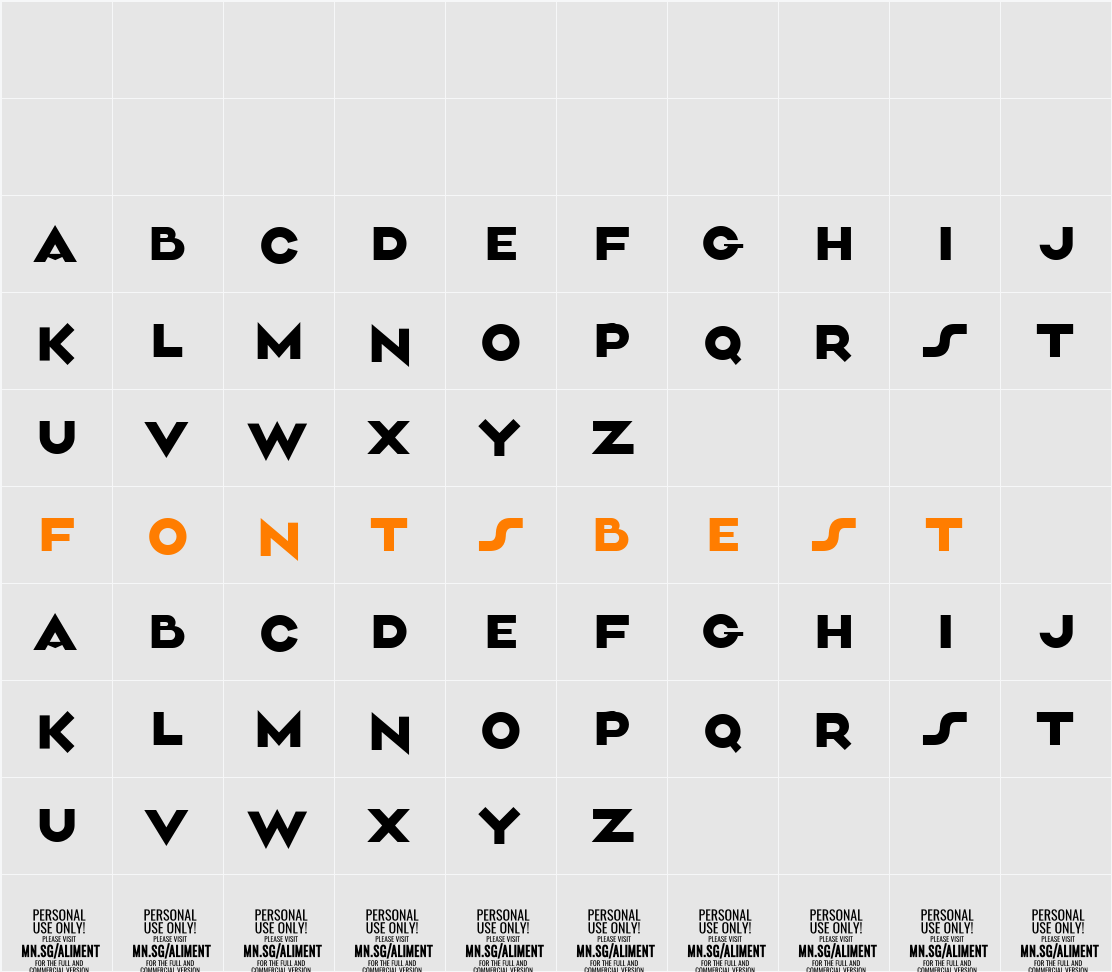 Aliment PERSONAL USE Character Map
