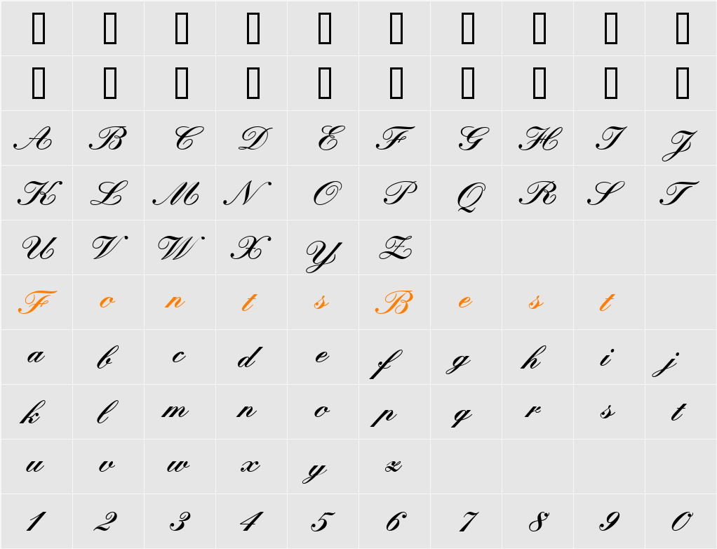 CheckQuillScriptSSK Character Map
