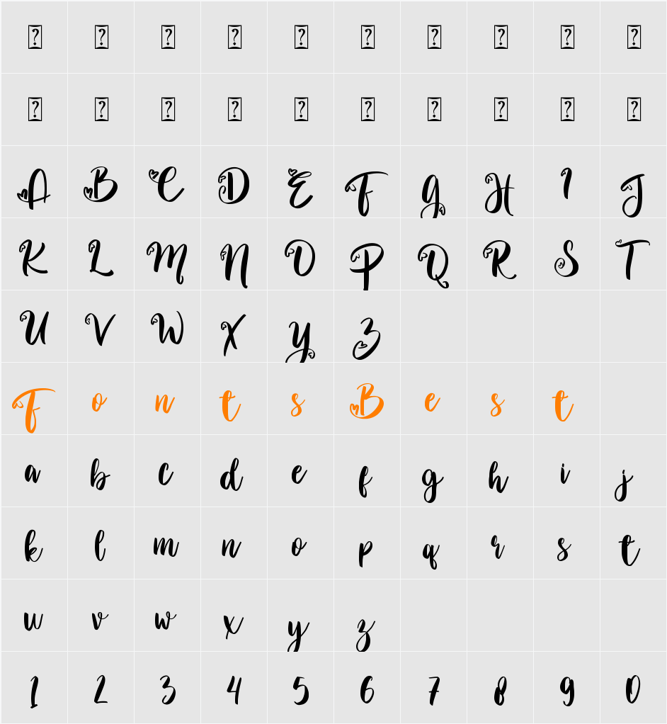 Amallia - Personal use only Character Map