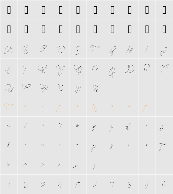 Cecilia Script Character Map