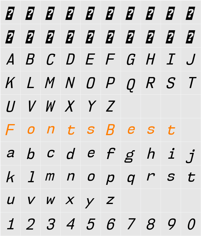 NK57 Monospace Sc Rg Character Map