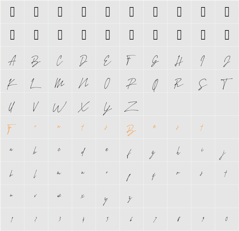 Amstirdam Character Map