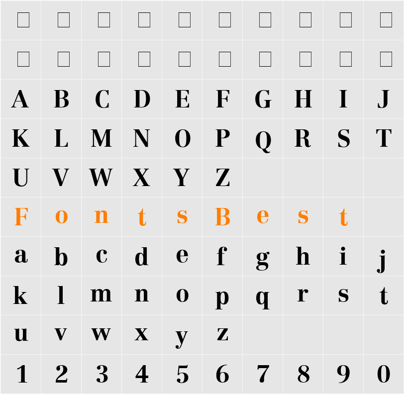 Century Reprise SSi Character Map