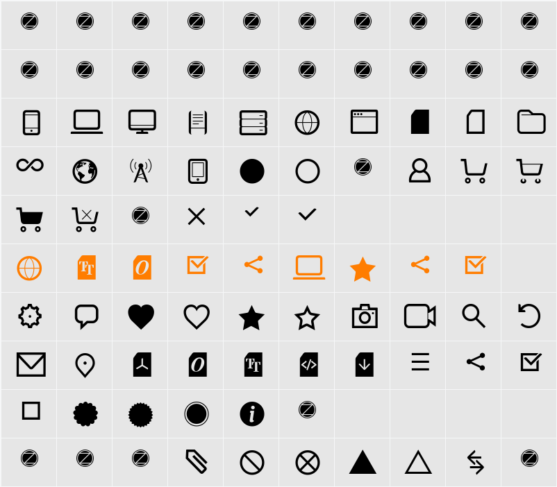 Aquawax Pro Pictograms Character Map