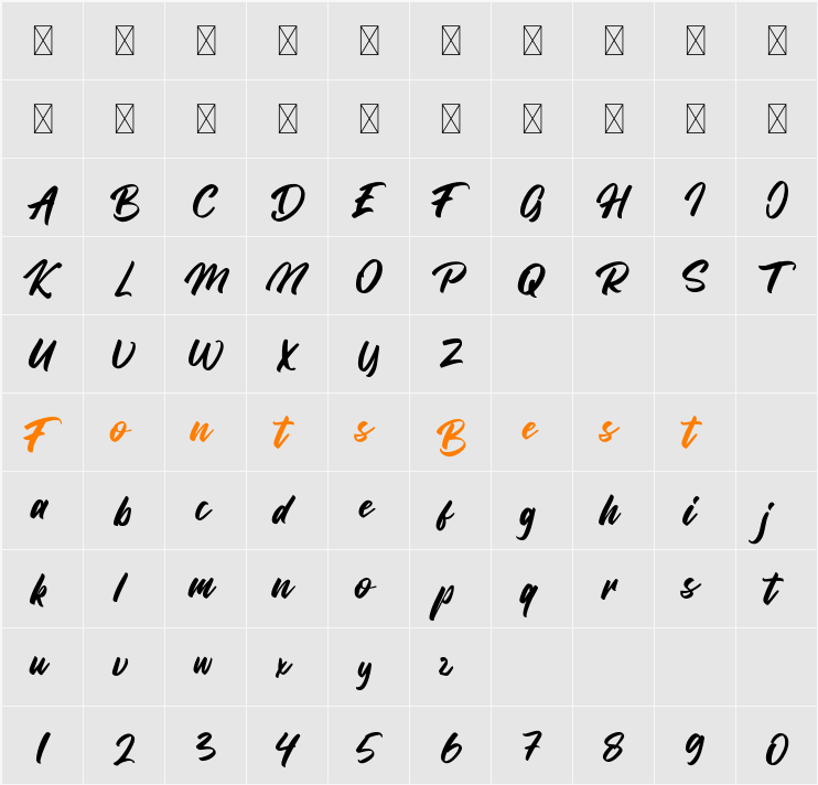 Bangela Character Map