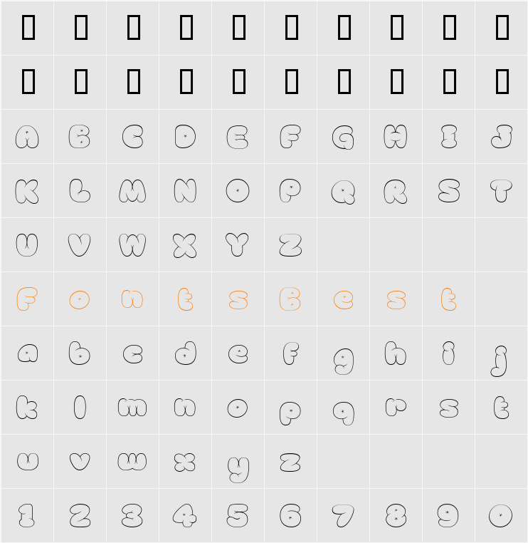 Beanbag Character Map