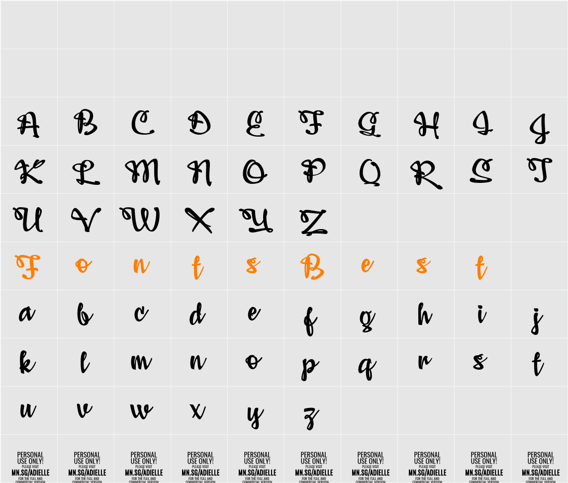 Adielle PERSONAL USE ONLY Character Map
