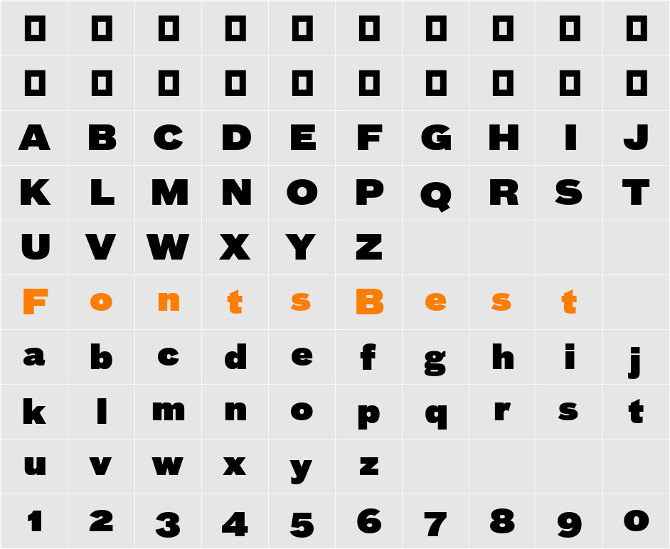 Bau-Super Character Map