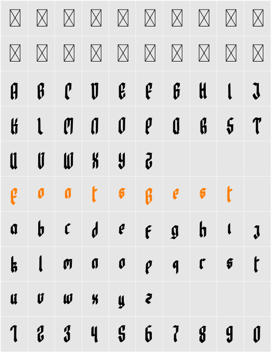 Bewear Character Map