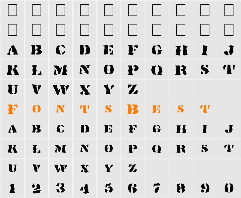 FZ WACKY 17 Character Map