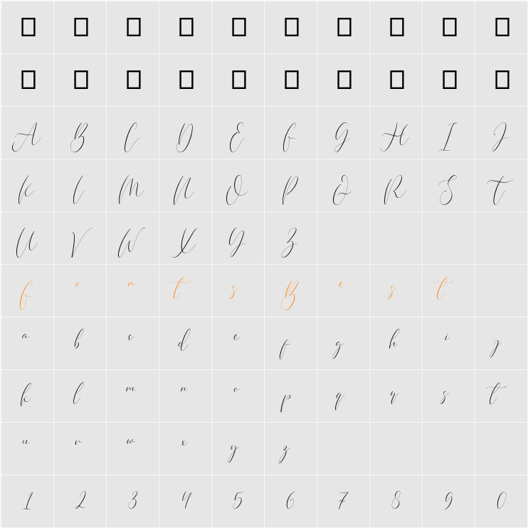 BeautyHeart Character Map