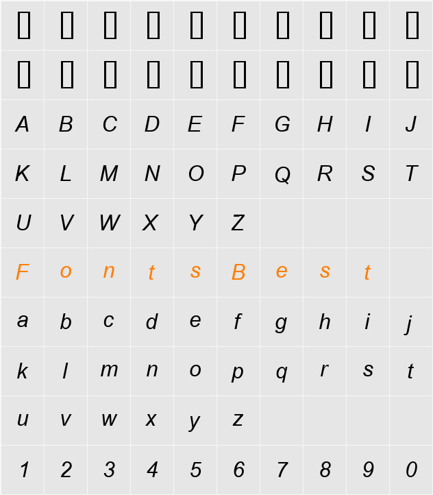 CordiaDSE Character Map