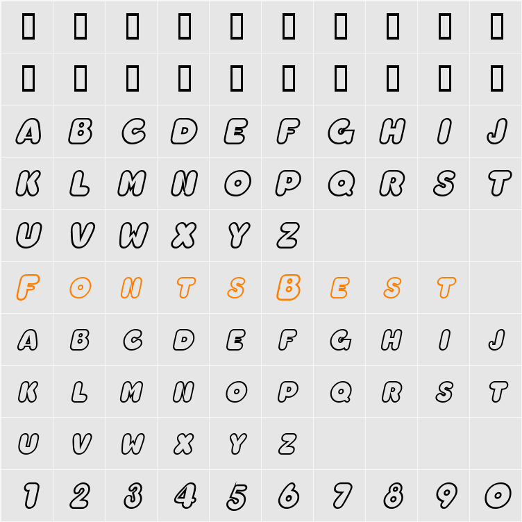 ChubbyOutline Character Map