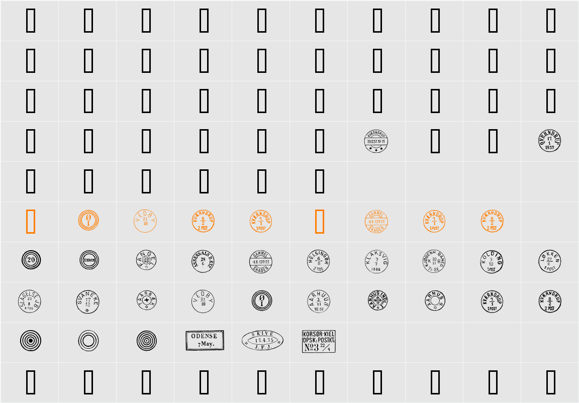 Danish Postal Markings Character Map