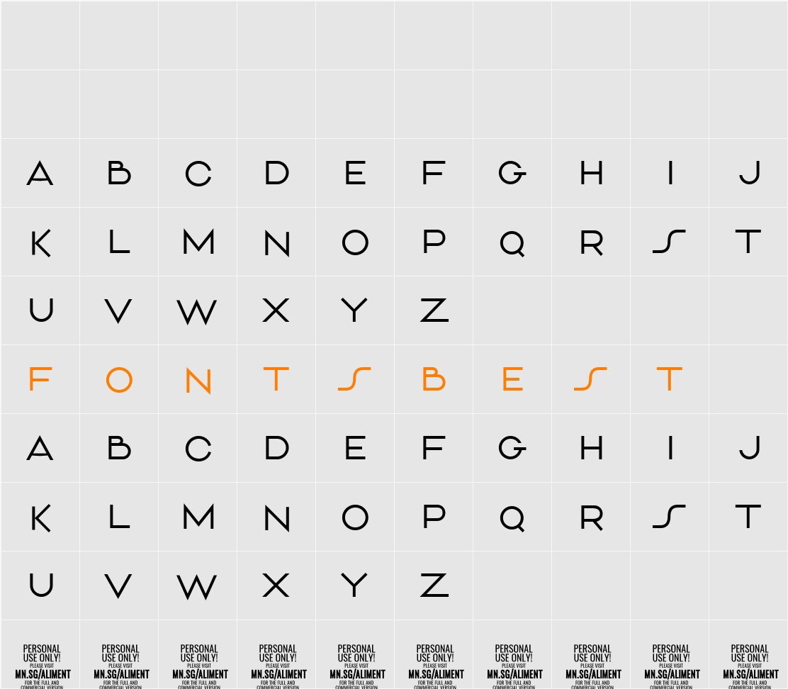 Aliment PERSONAL USE Character Map