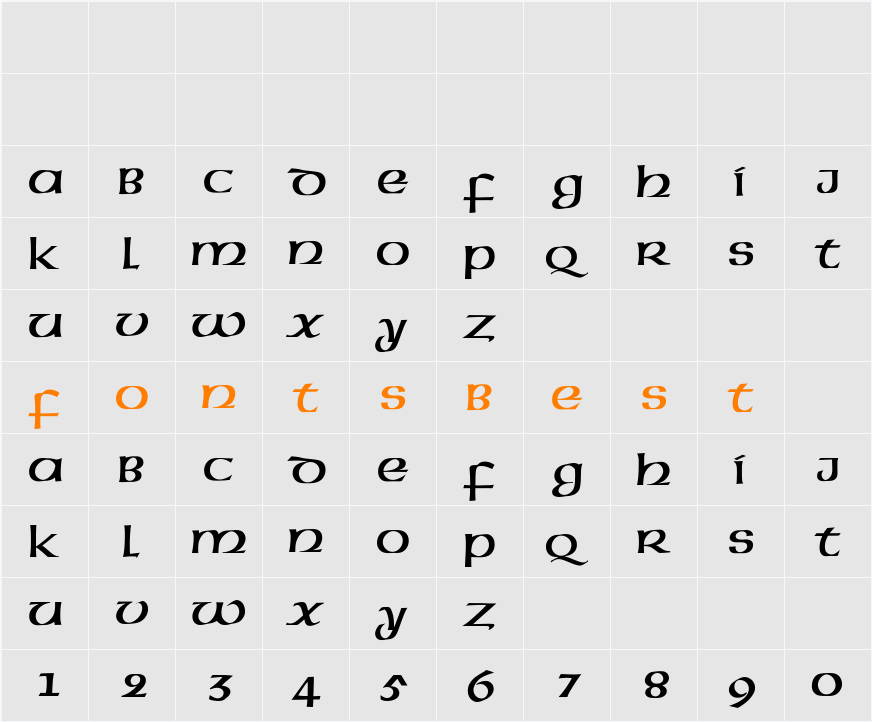 American-Uncial-Normal Character Map