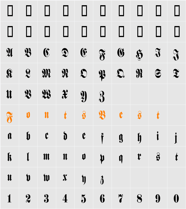 Berliner Condensed Character Map