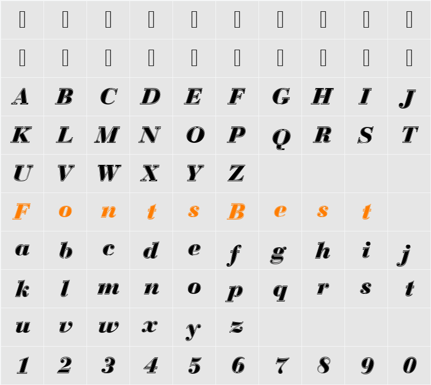 BauerBodTBolItaIn1 Character Map