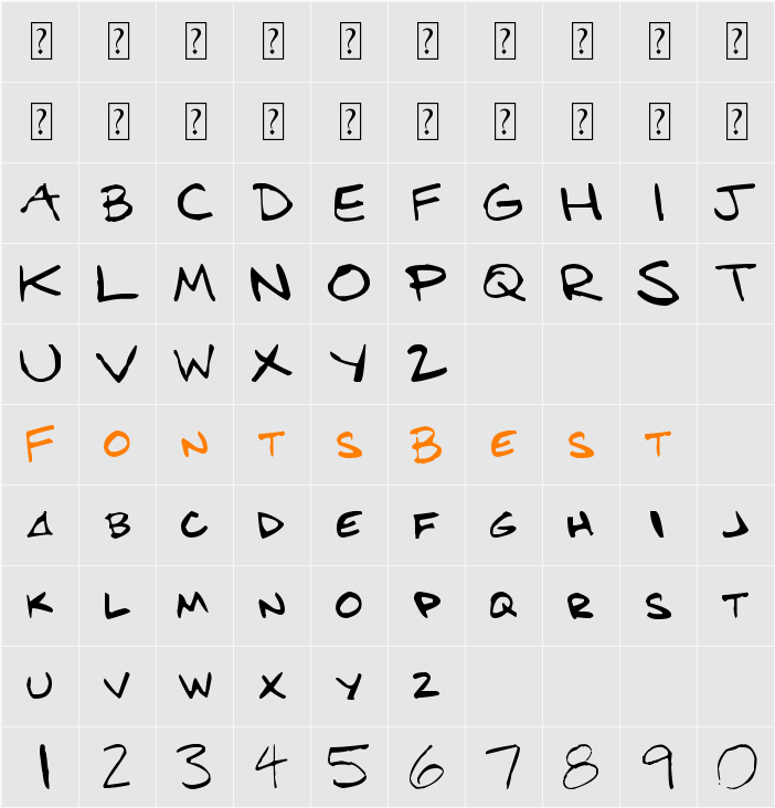 BensHand Character Map