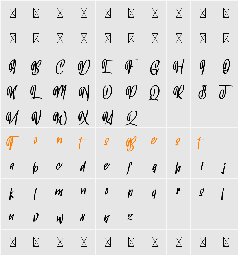 Buffalow Demo Character Map