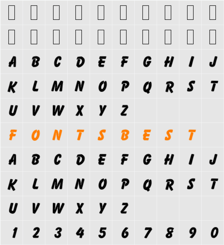 Balloonist Inline SF Character Map