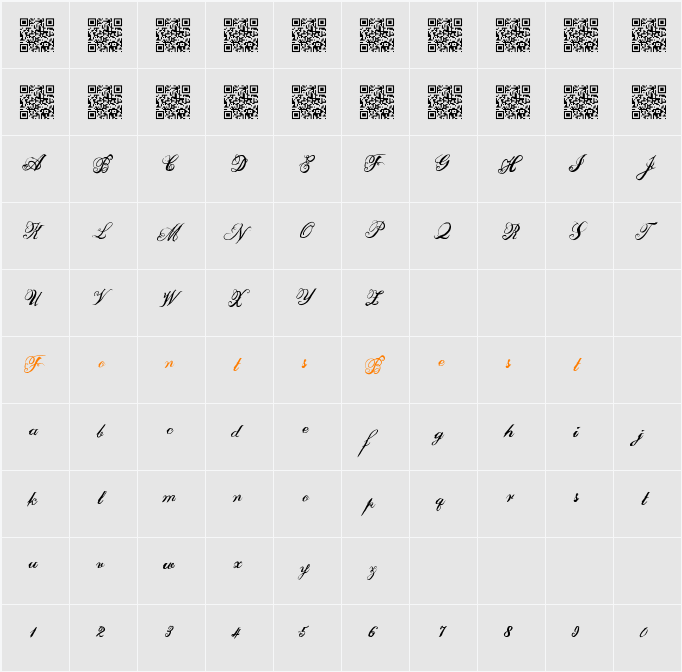 FauxAntique Character Map