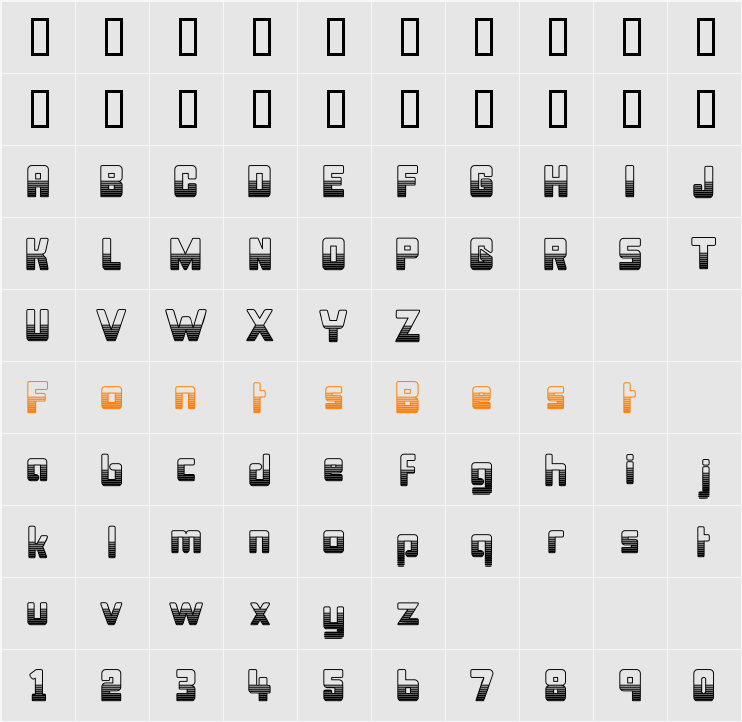 Bonk Outercut Character Map