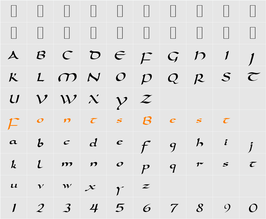 D790-Script Character Map