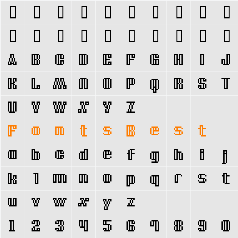 BM xray Character Map