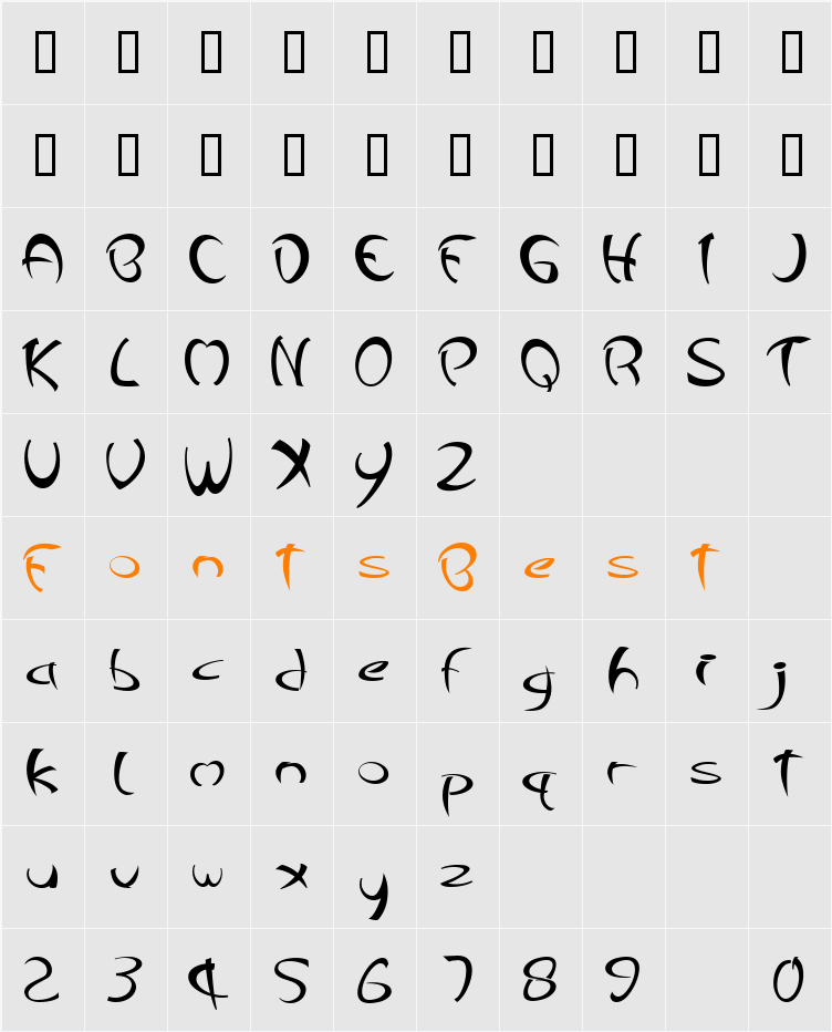 JI-Mantle Character Map