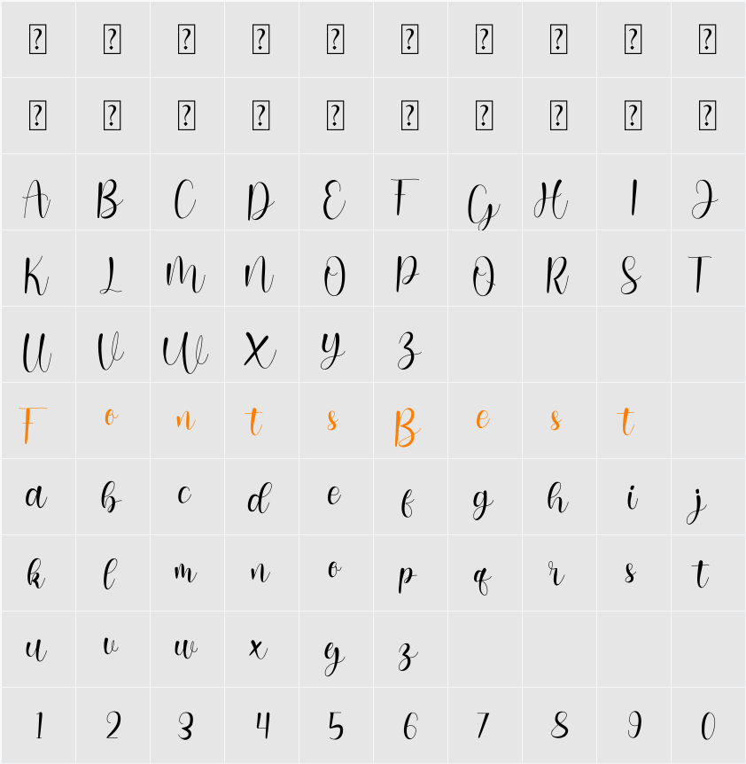 barisha script - Personal Use Character Map