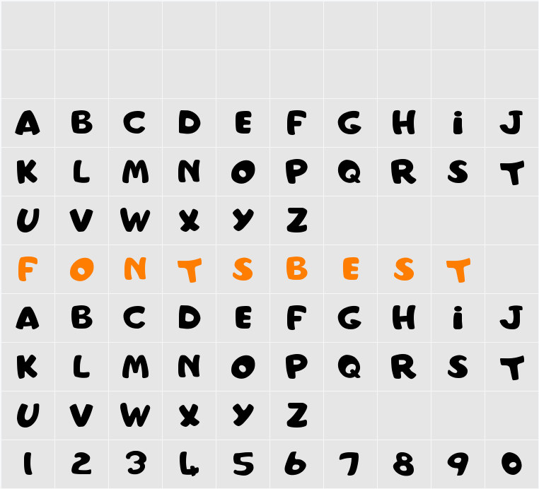 AutoToy font Character Map