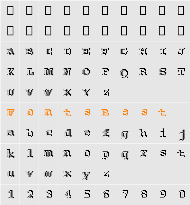 DTCRoughM25 Character Map
