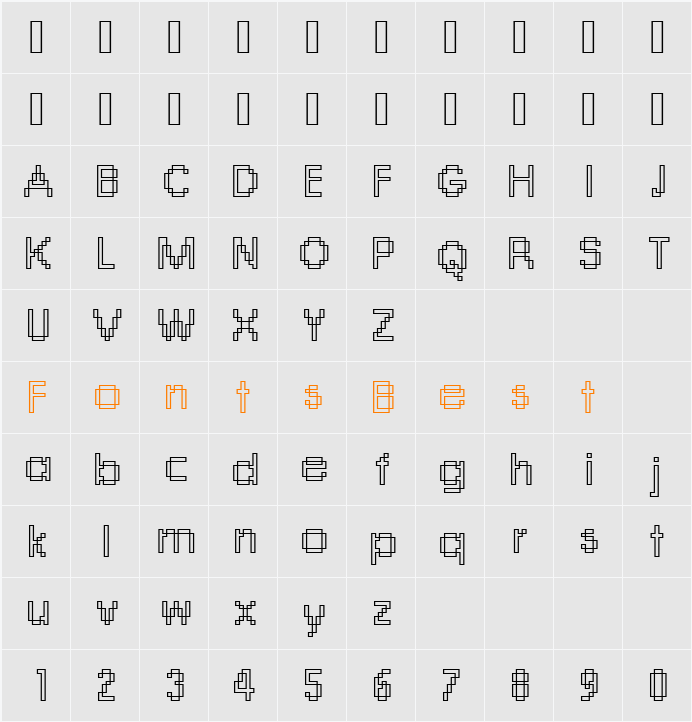DTCRoughM03 Character Map