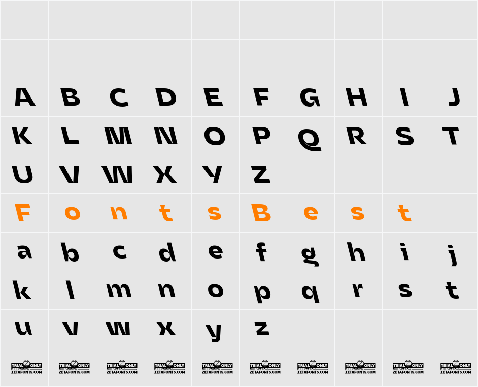 Asgard Trial Fit Bold Backslant Character Map