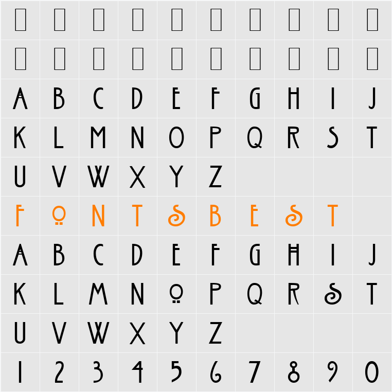 Fanzee-Condensed Character Map
