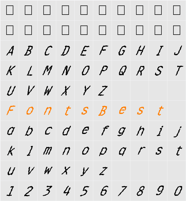 FZ WACKY 36 ITALIC Character Map