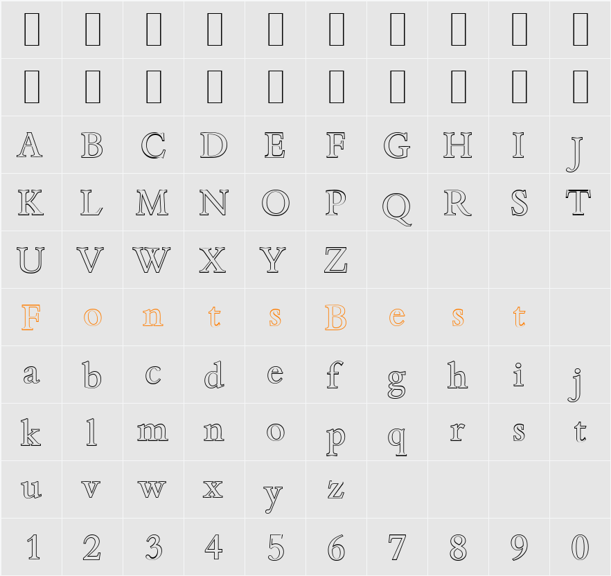 BambergOutline Character Map