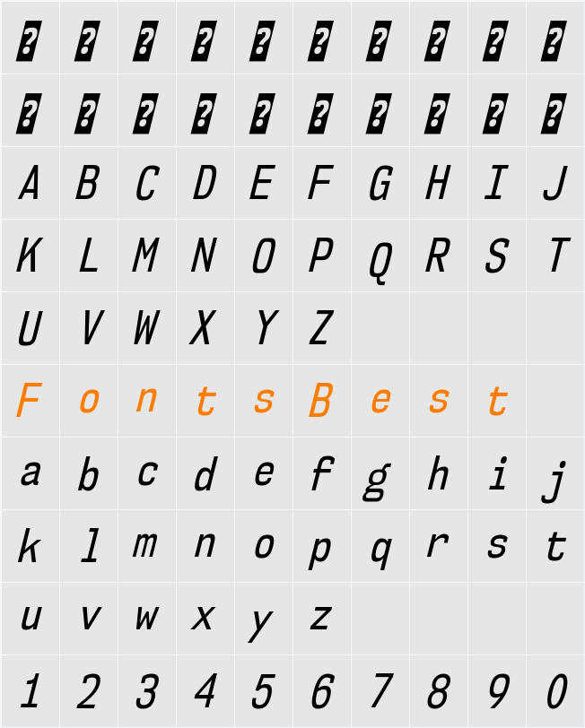 NK57 Monospace Cd Rg Character Map