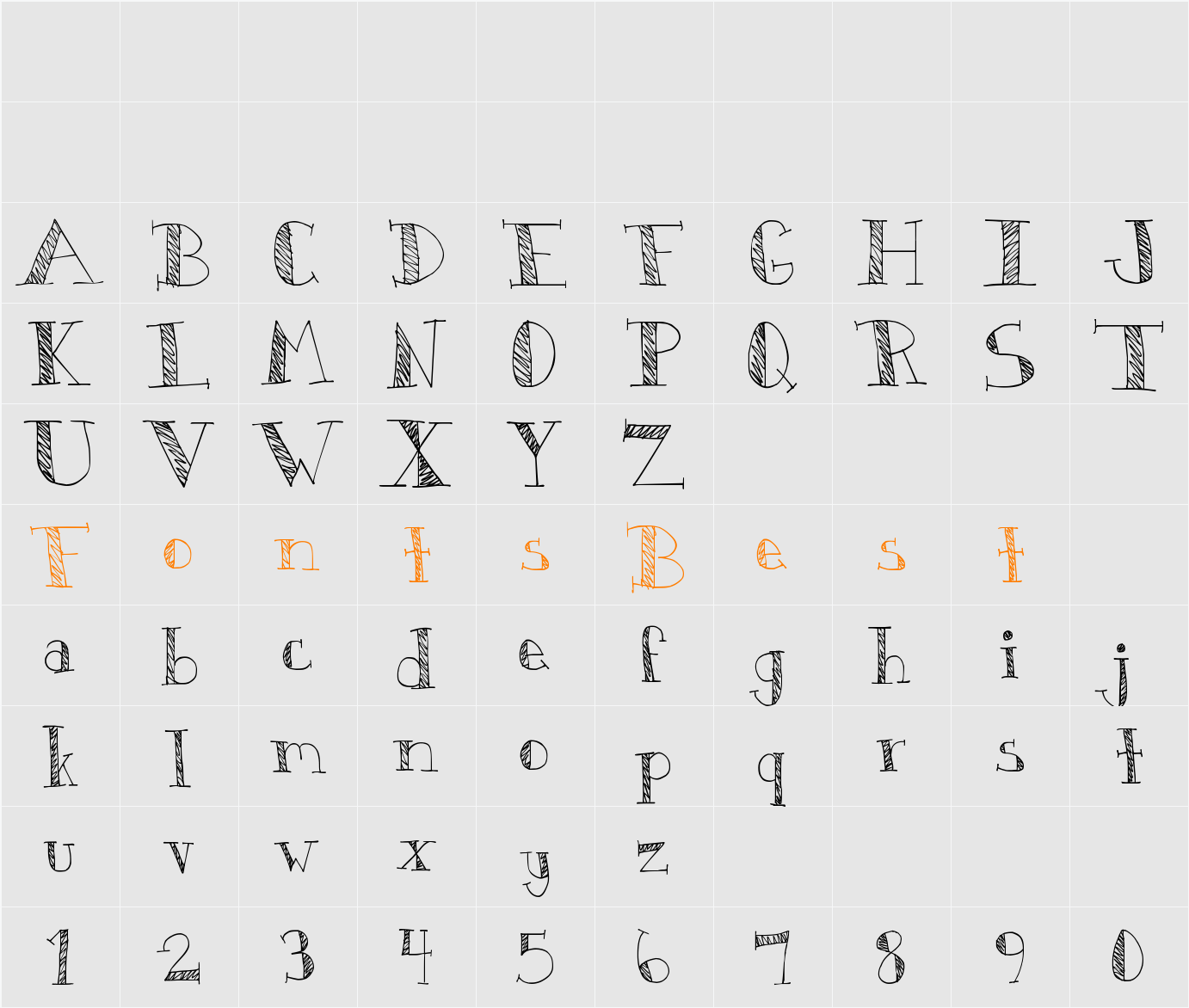 DJB Monkey Scratches Character Map