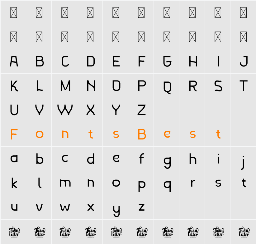Baroty Thin Personal Use Character Map