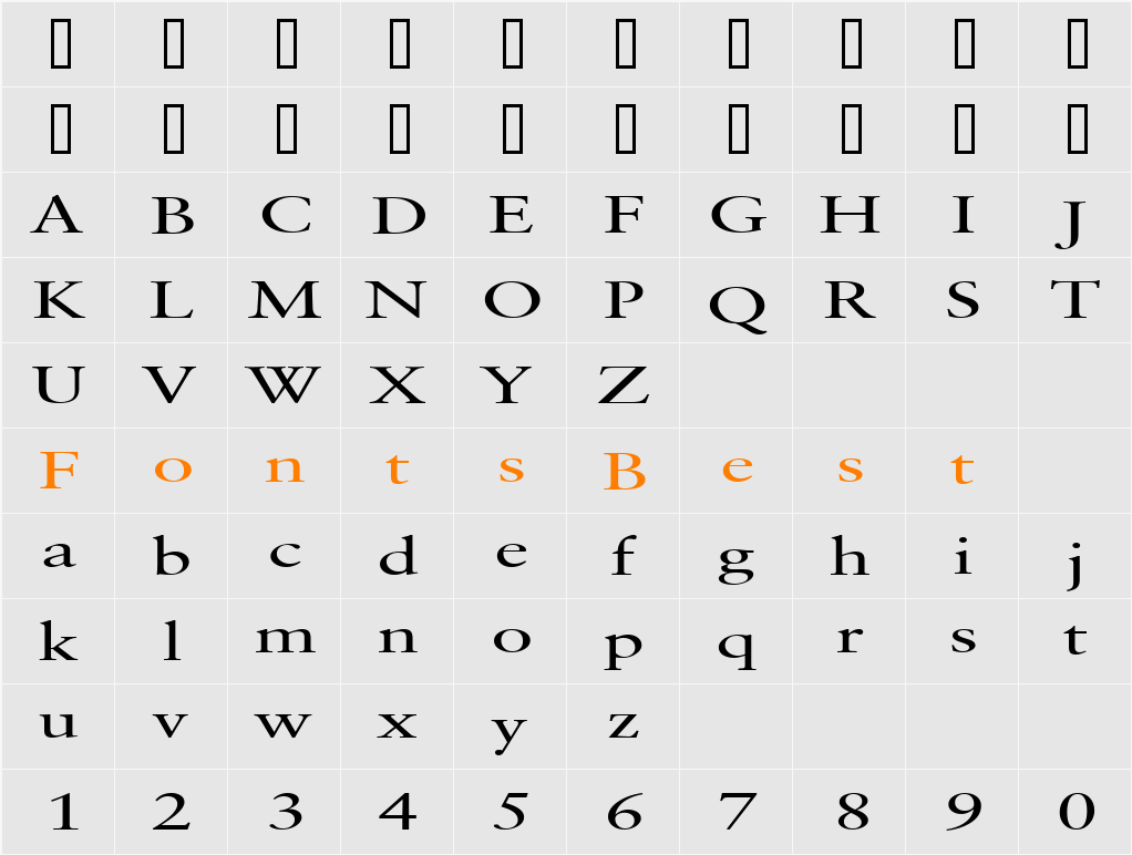 Garrick Extended Character Map