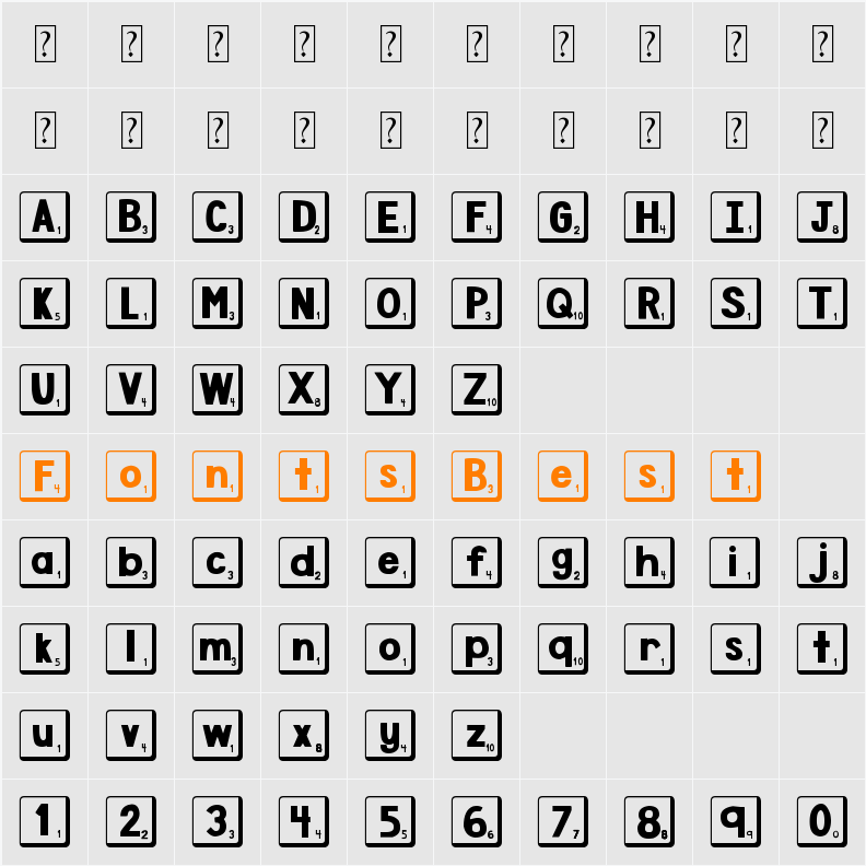 DJB Letter Game Tiles 2 Character Map