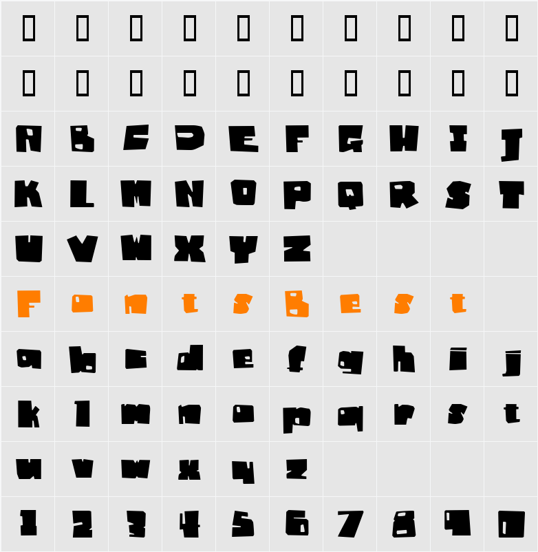 Badger Fatboy Regular Character Map