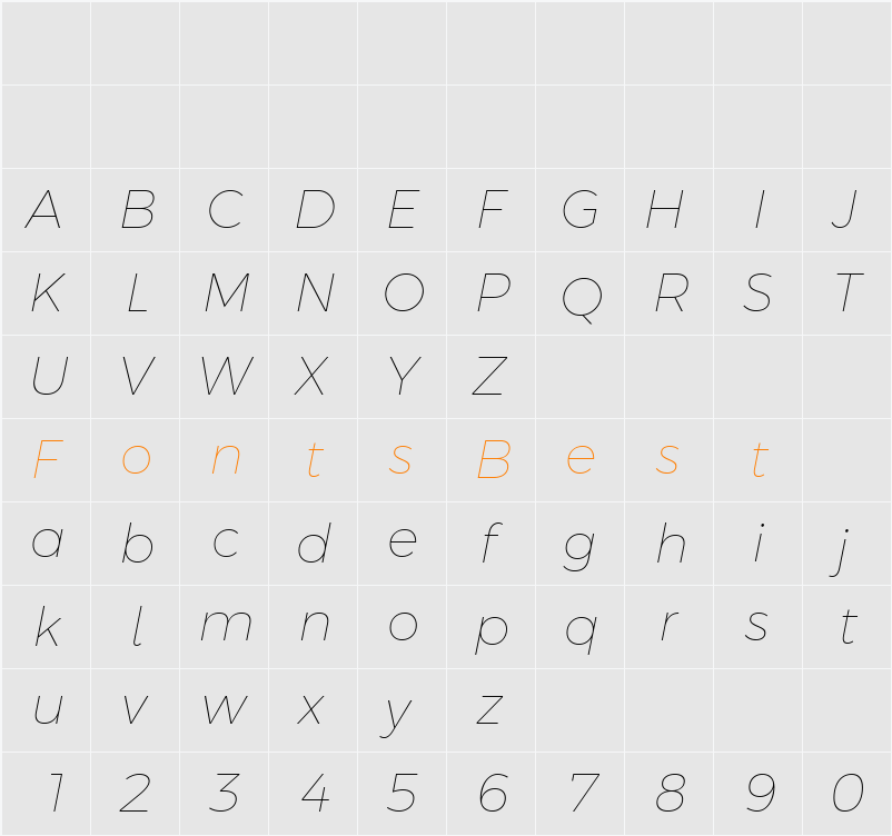 Argentum Sans Thin Character Map