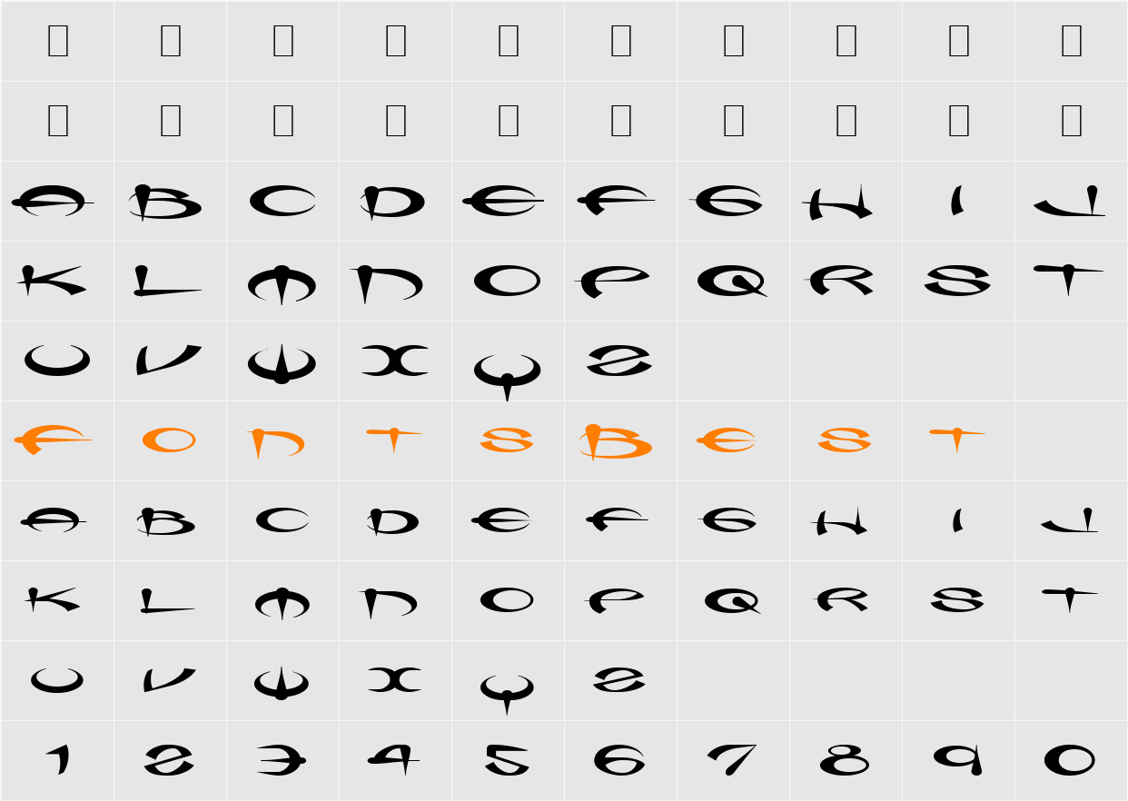 Myque Rounded Character Map