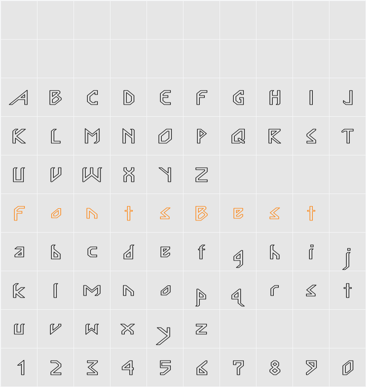 InkaBod Large Hollow Character Map